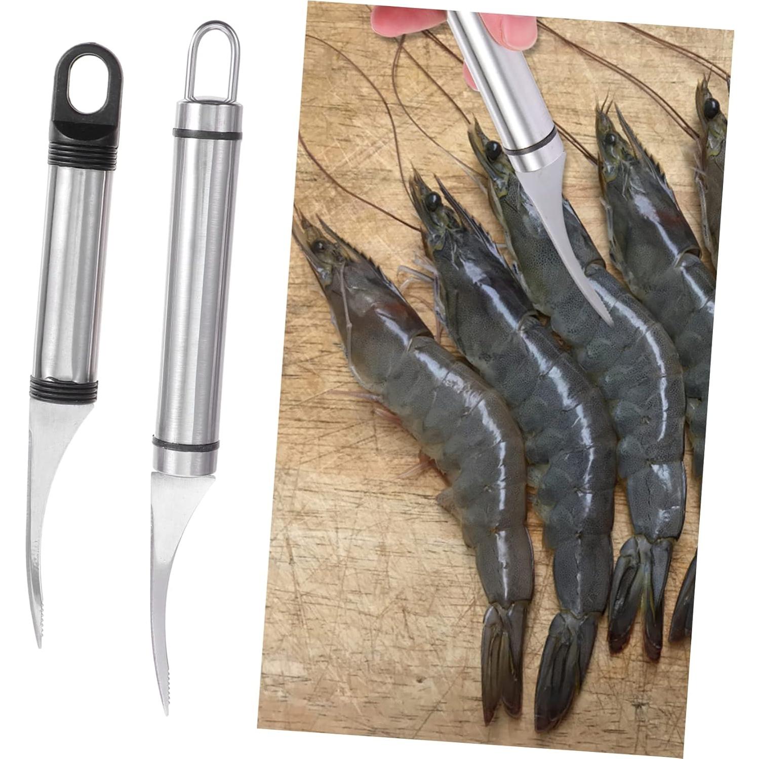 Juego de Herramientas para Limpiar Camarones Aboofan - 4 Piezas de Acero Inoxidable