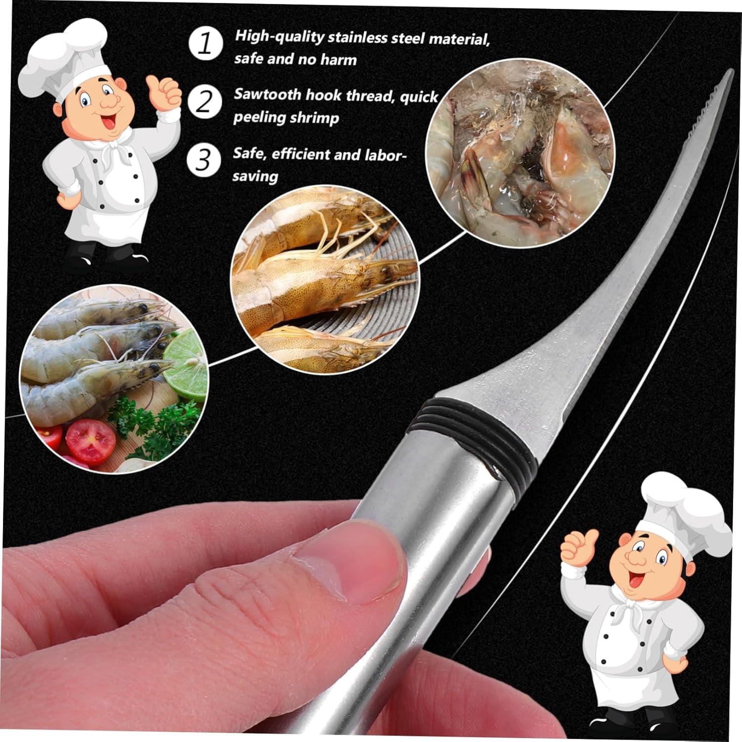 Juego de Herramientas para Limpiar Camarones Aboofan - 4 Piezas de Acero Inoxidable