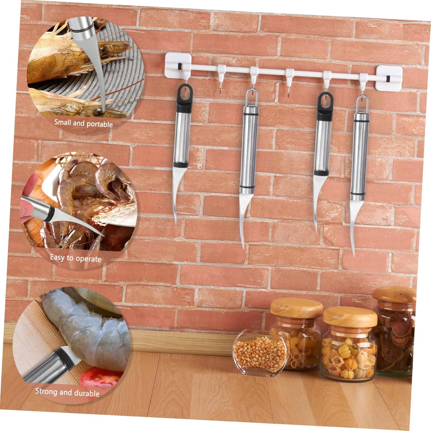 Juego de Herramientas para Limpiar Camarones Aboofan - 4 Piezas de Acero Inoxidable