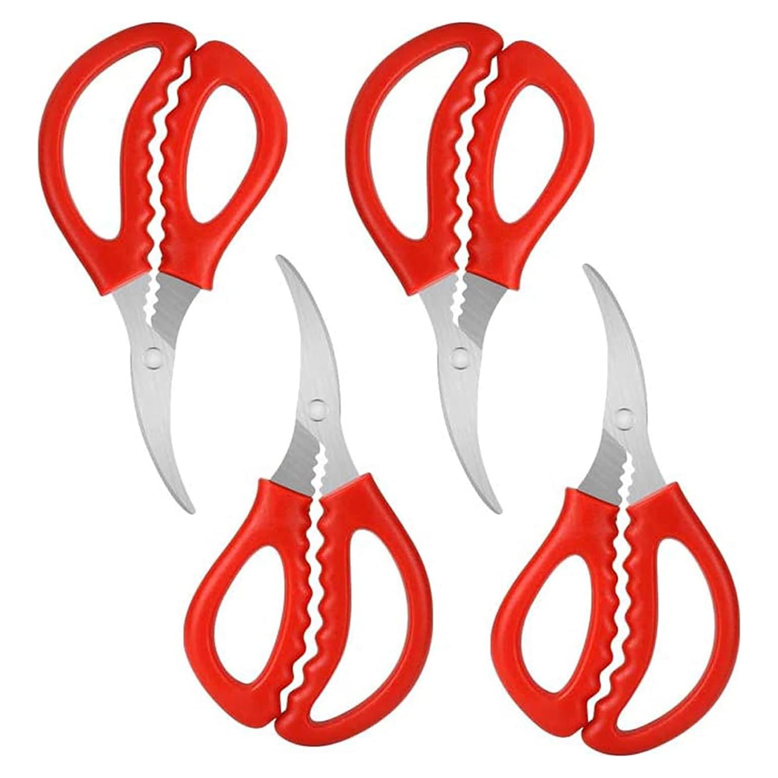 Tijeras de Mariscos Calary 4 Piezas Acero Inoxidable Rojo