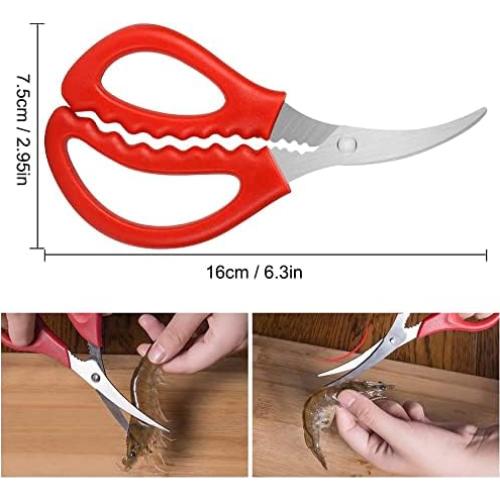 Tijeras de Mariscos Calary 4 Piezas Acero Inoxidable Rojo