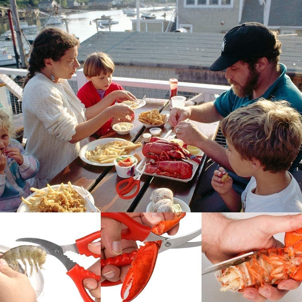 Tijeras de Mariscos Calary 4 Piezas Acero Inoxidable Rojo