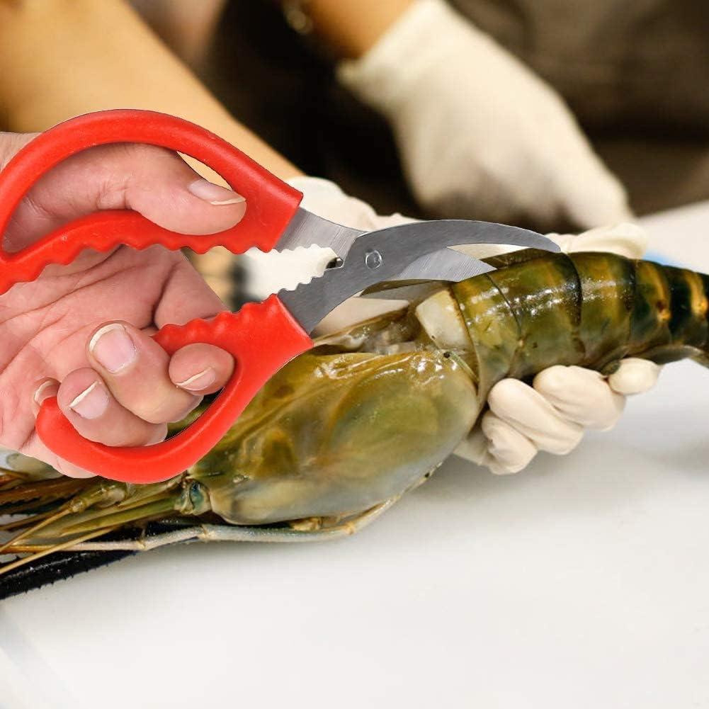 Tijeras de Mariscos Calary 4 Piezas Acero Inoxidable Rojo