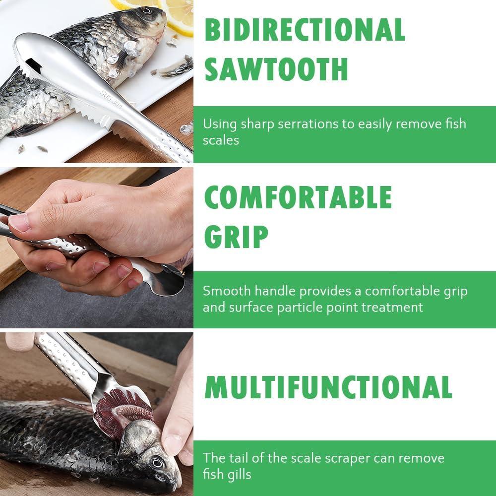 Removedor de Escamas de Pescado OneNine, Acero Inoxidable, 2 Piezas