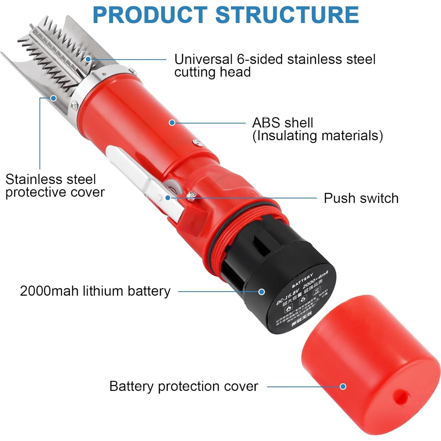 Removedor de Escamas de Pescado Eléctrico MXBAOHENG 2000mAh