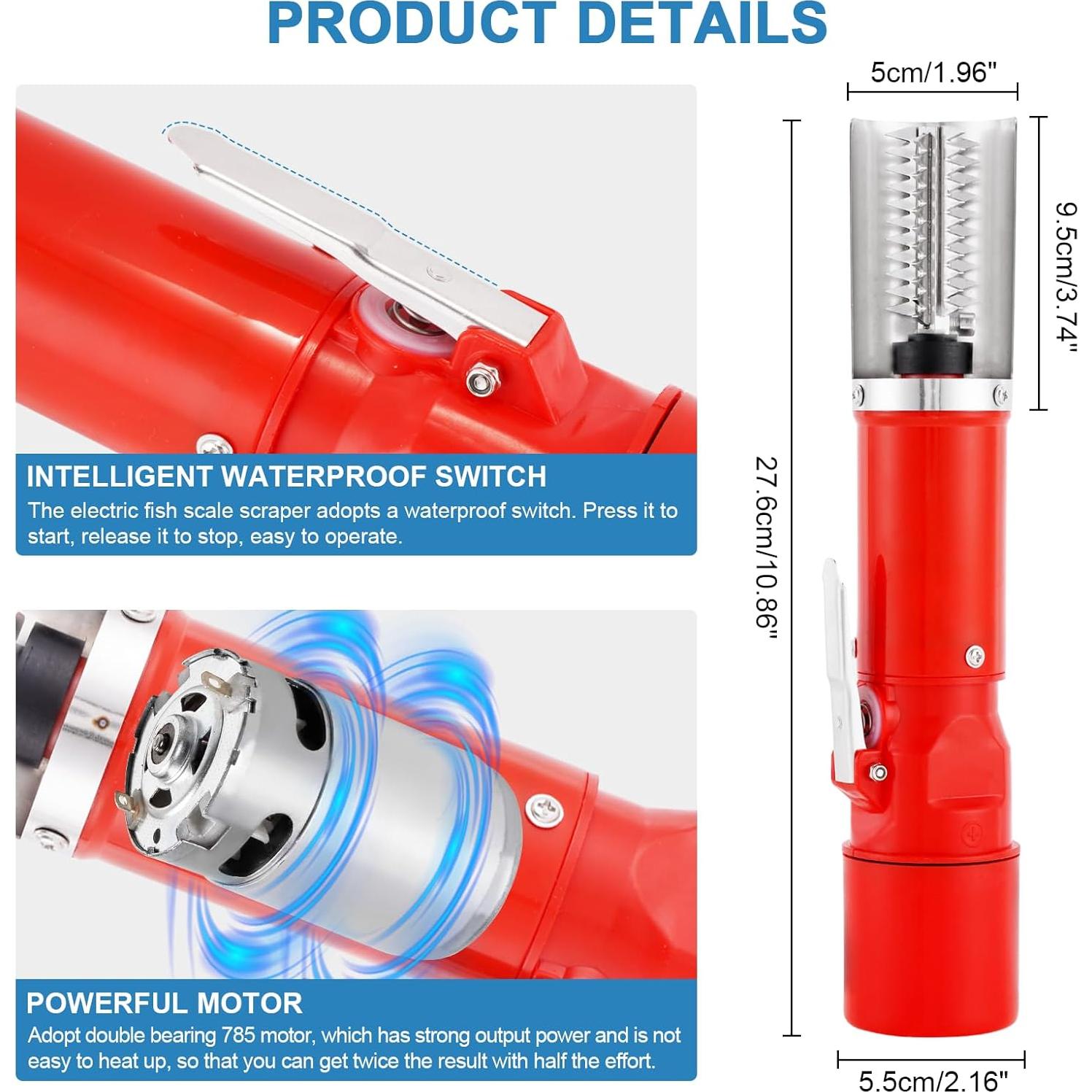Removedor de Escamas de Pescado Eléctrico MXBAOHENG 2000mAh