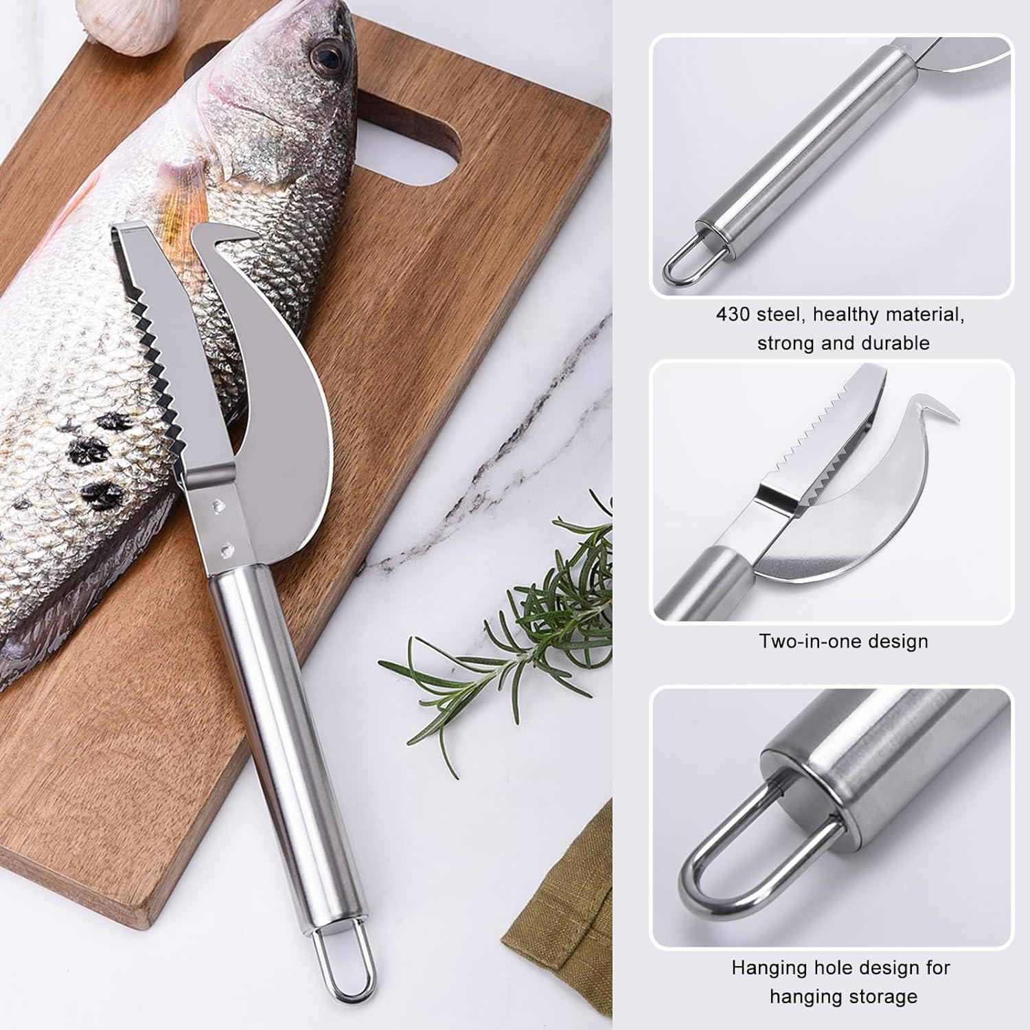 Cuchillo de Escamas de Pescado Klyuqoz 3 en 1 Acero Inoxidable