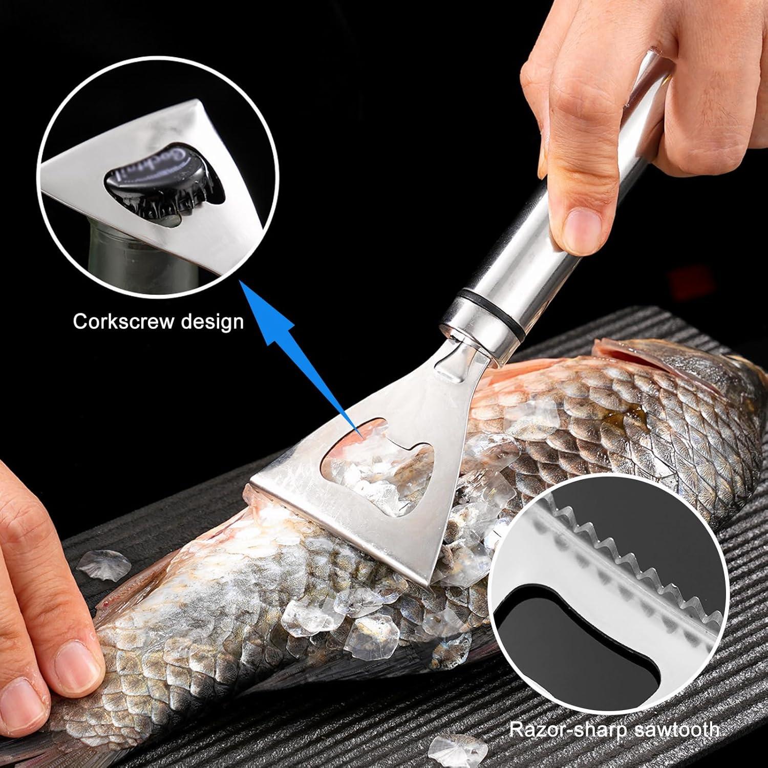 Cuchillo de Escamas de Pescado Klyuqoz 3 en 1 Acero Inoxidable