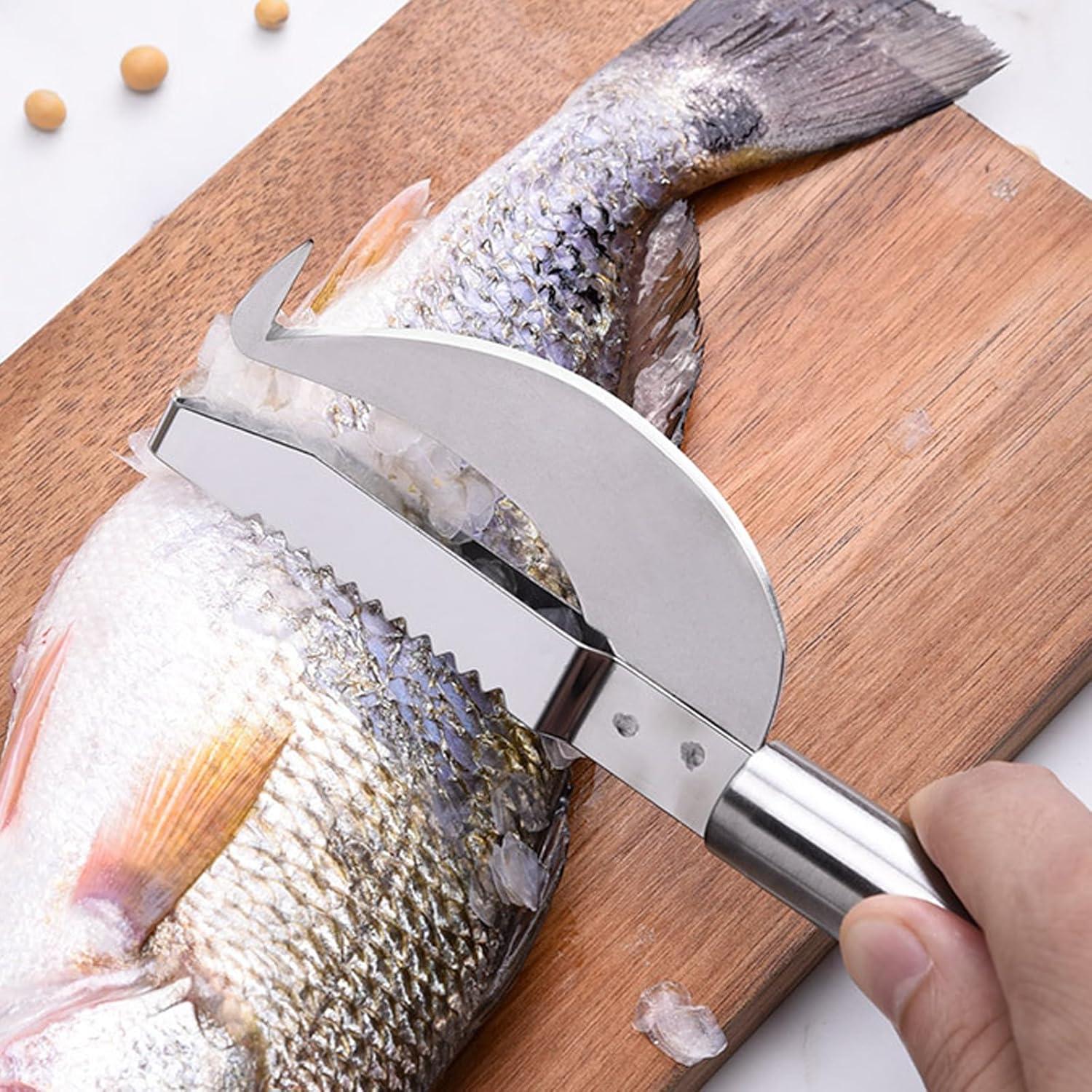 Cuchillo de Escamas de Pescado Klyuqoz 3 en 1 Acero Inoxidable