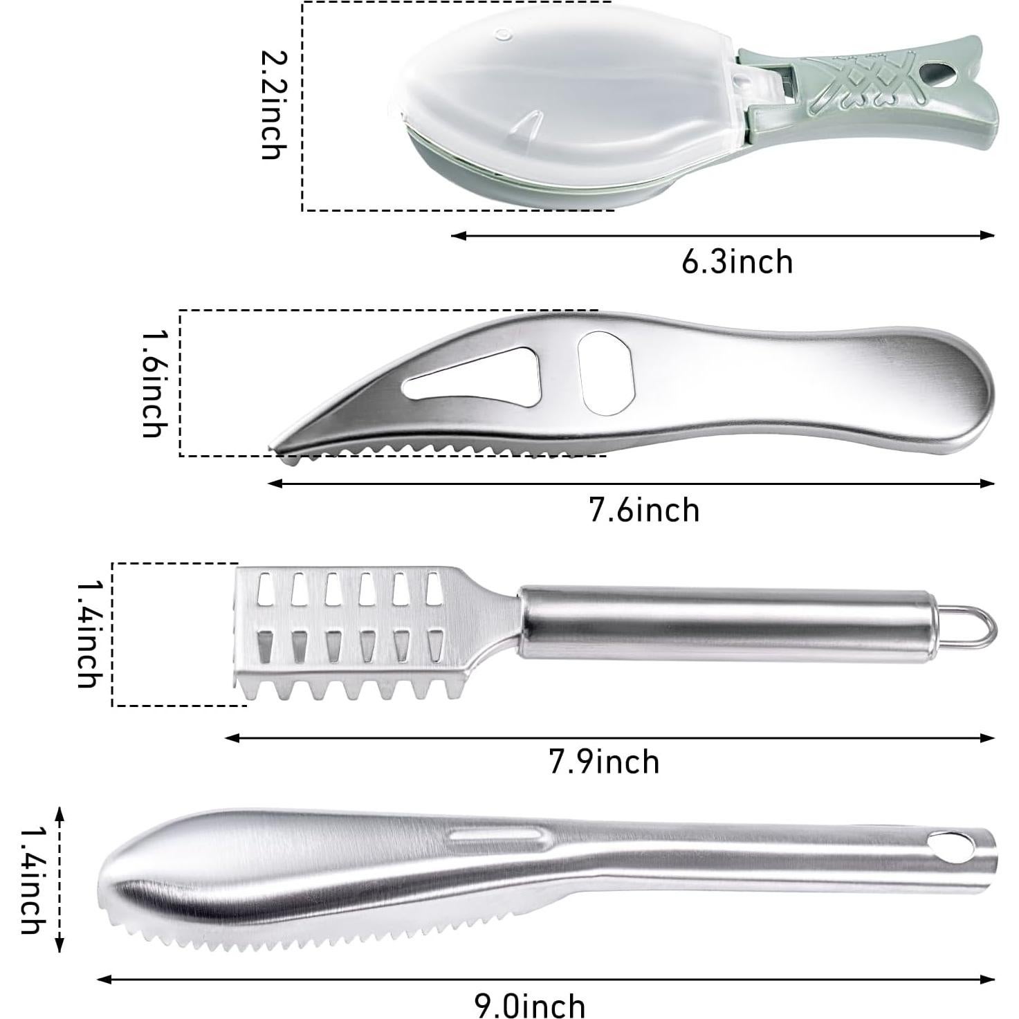 Kit de 4 Removedores de Escamas de Pescado Acero Inoxidable