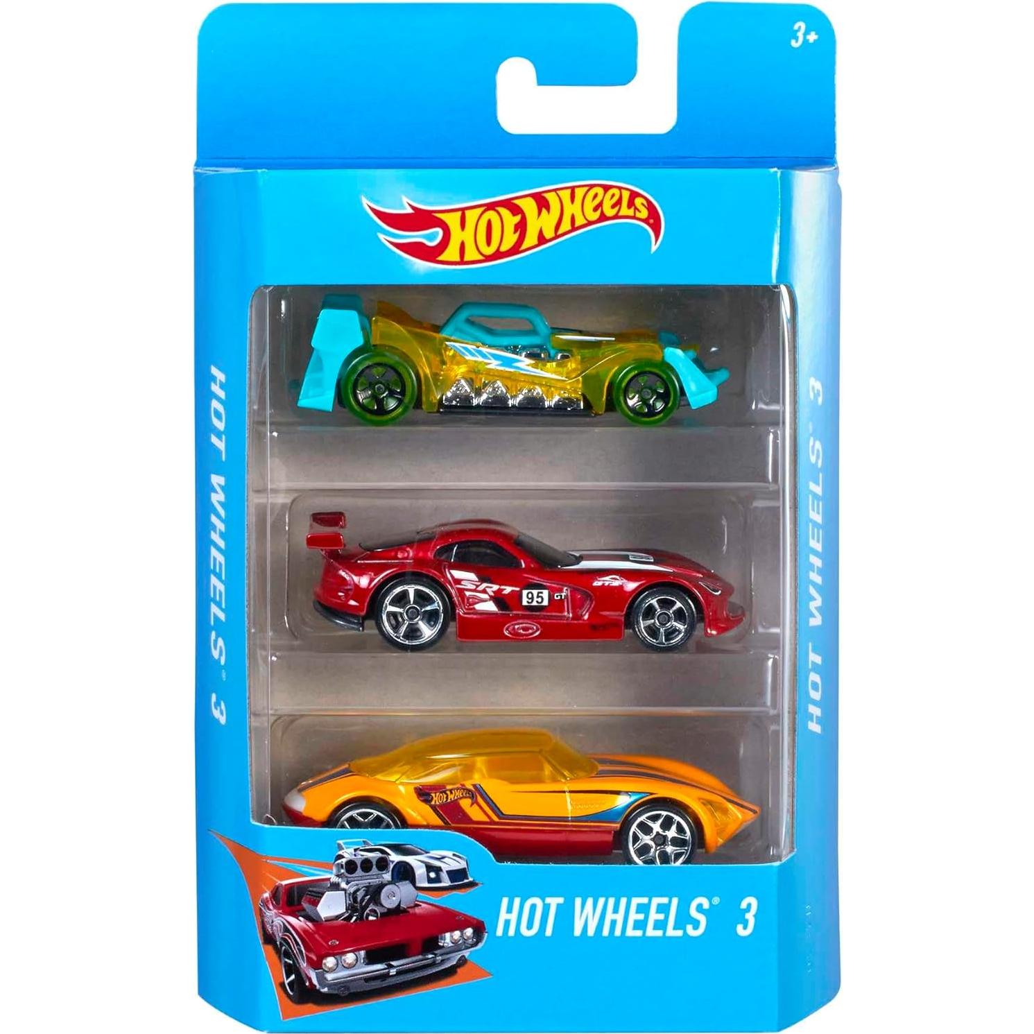 Paquete de 3 coches Hot Wheels Mattel 1:64 para niños