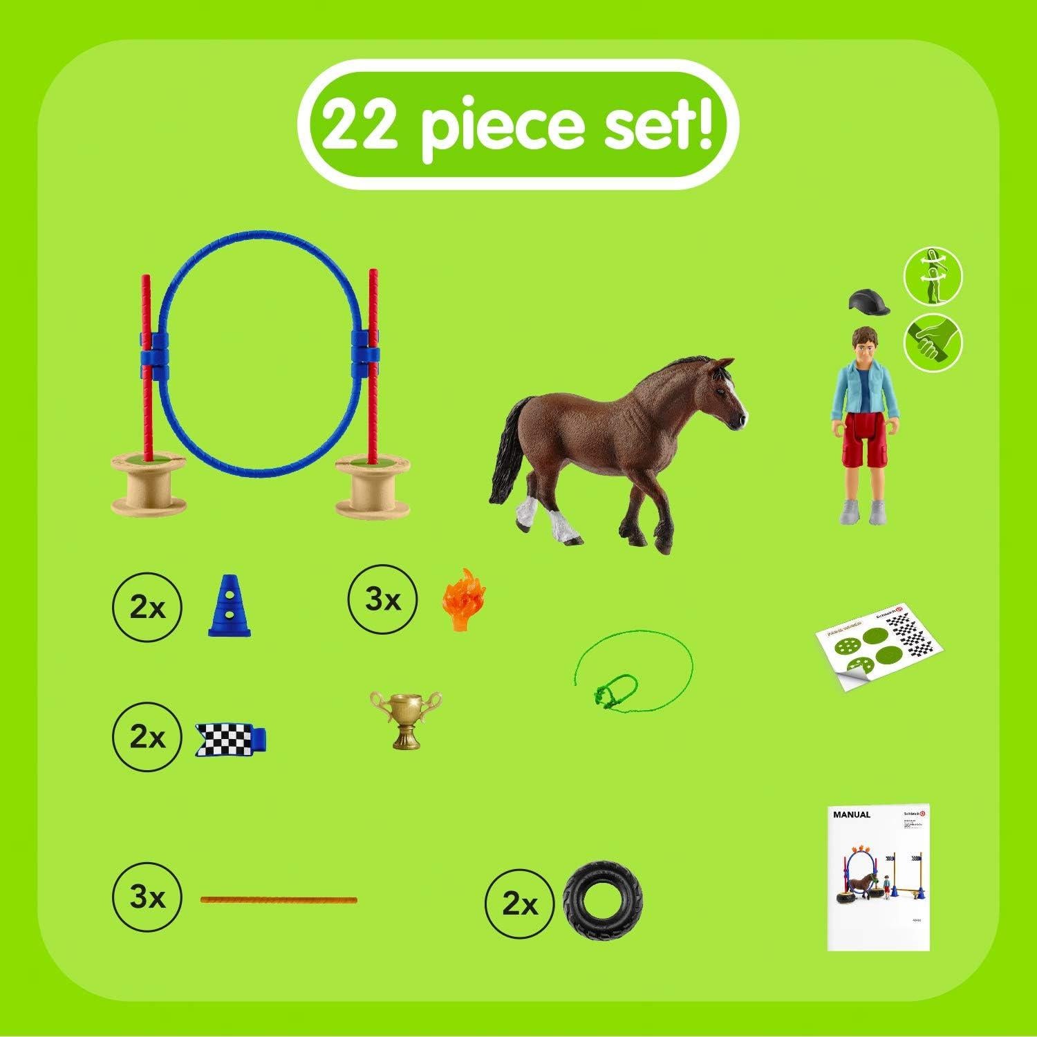 Set de Juego de Carrera de Agilidad de Pony Schleich 22 Piezas
