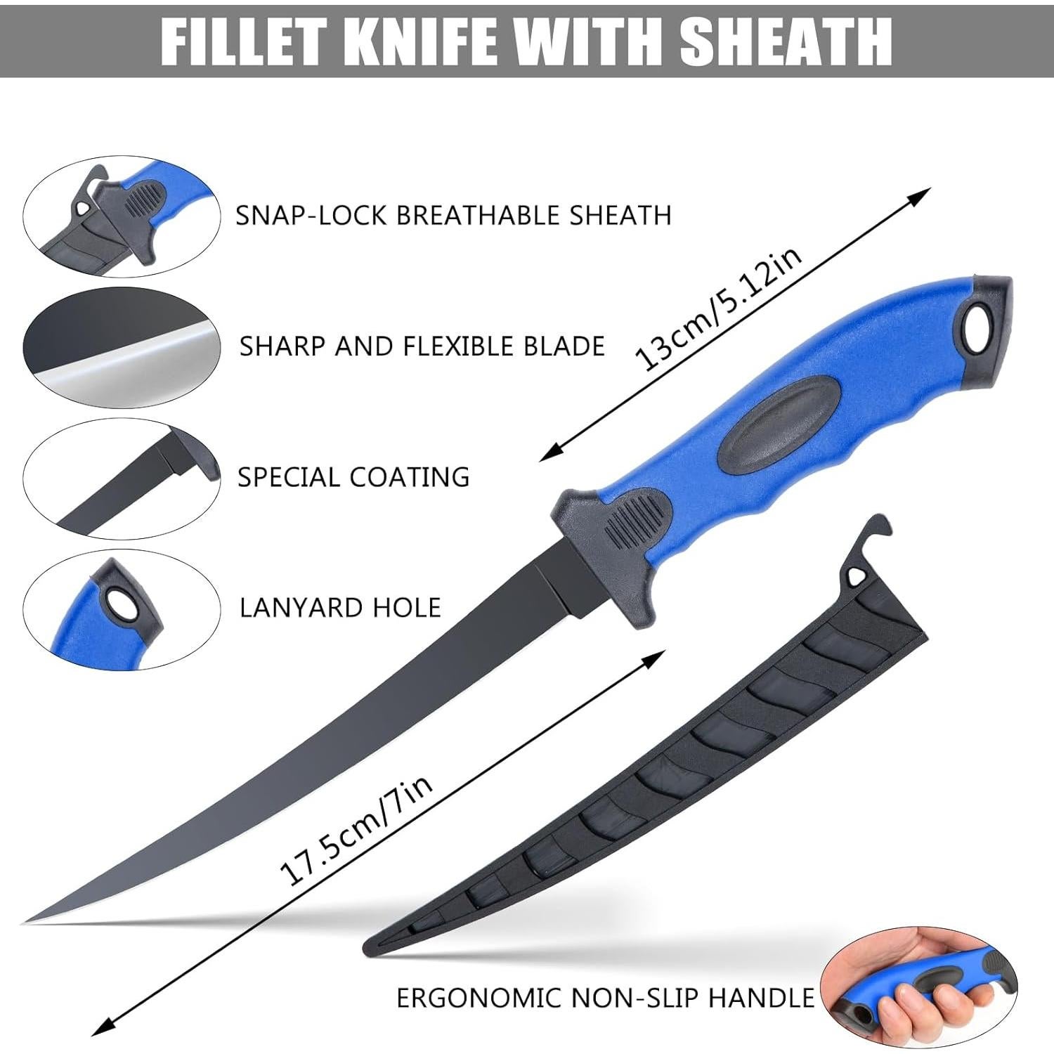 Juego de Cuchillos para Filetear GPUSFAK 10 Piezas Acero Inoxidable