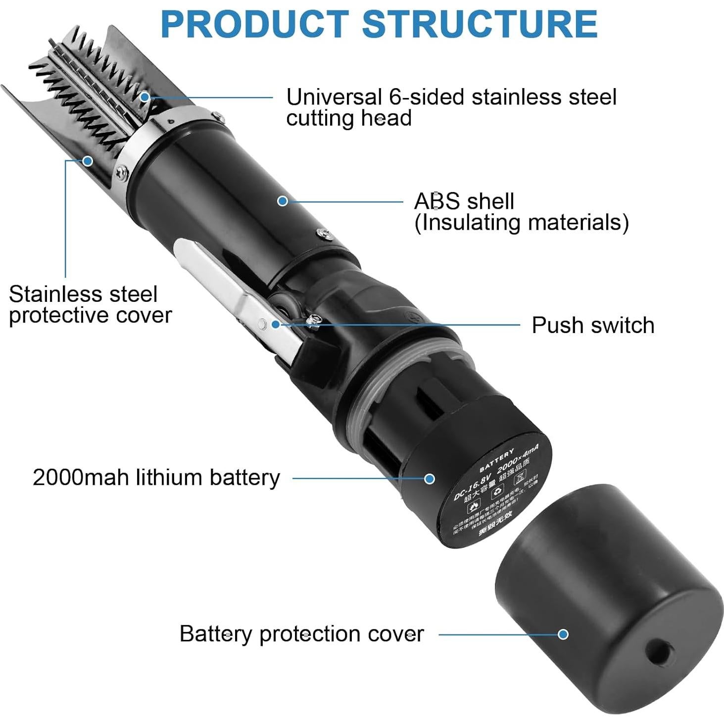 Removedor de Escamas de Pescado Eléctrico Inalámbrico MXBAOHENG