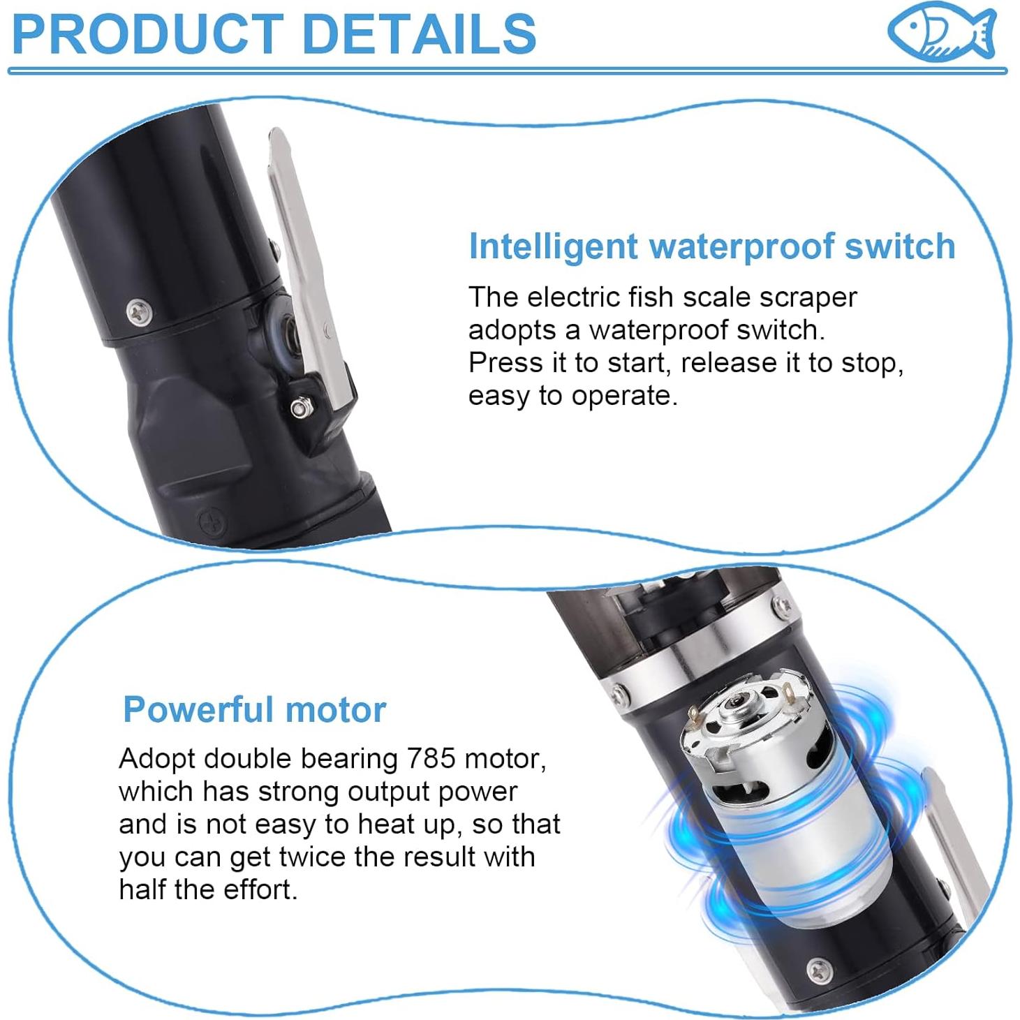 Removedor de Escamas de Pescado Eléctrico Inalámbrico MXBAOHENG