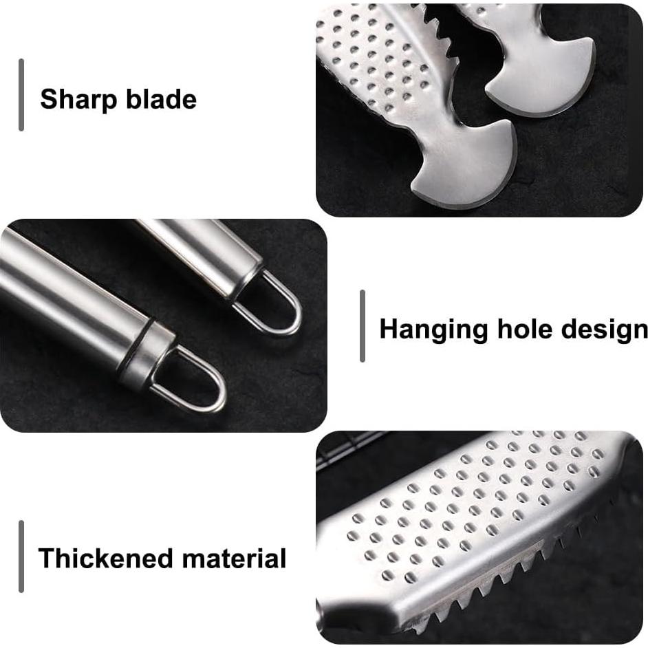 2 Herramientas Removedoras de Escamas de Pescado Acero Inoxidable