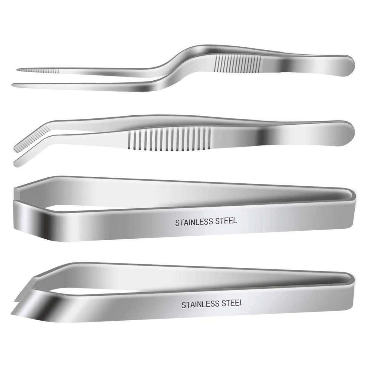 Juego de 4 Pinzas para Espinas de Pescado Iziusy - Acero Inoxidable