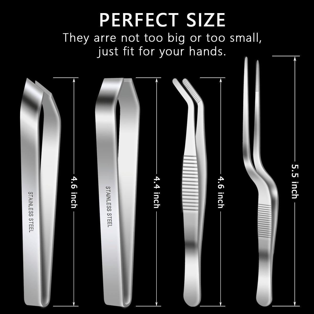 Juego de 4 Pinzas para Espinas de Pescado Iziusy - Acero Inoxidable