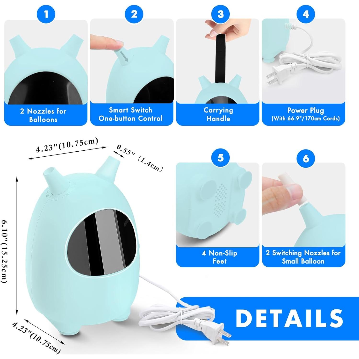 Bomba de aire eléctrica SPLAKS 600W portátil para globos