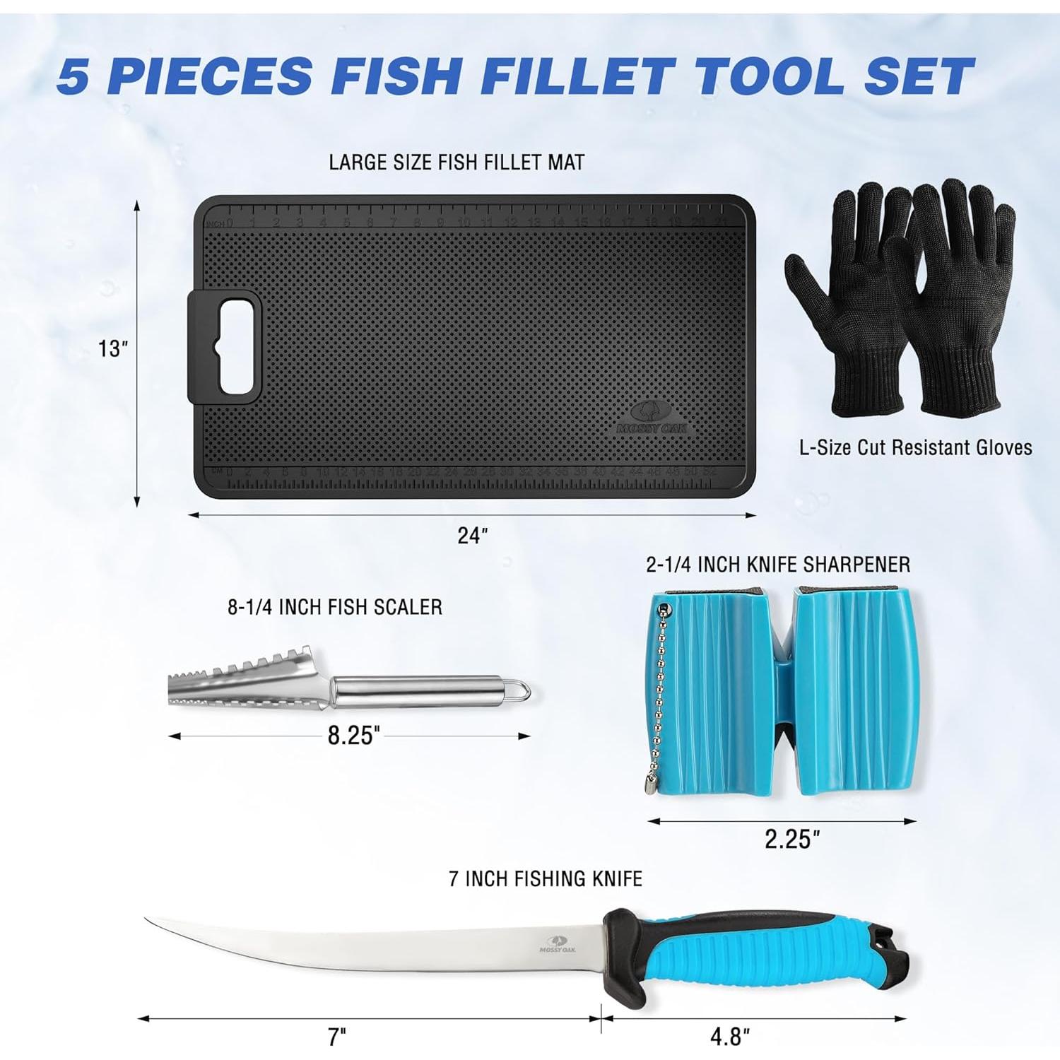 Juego de Cuchillos para Filetear Pescado MOSSY OAK 5 Piezas