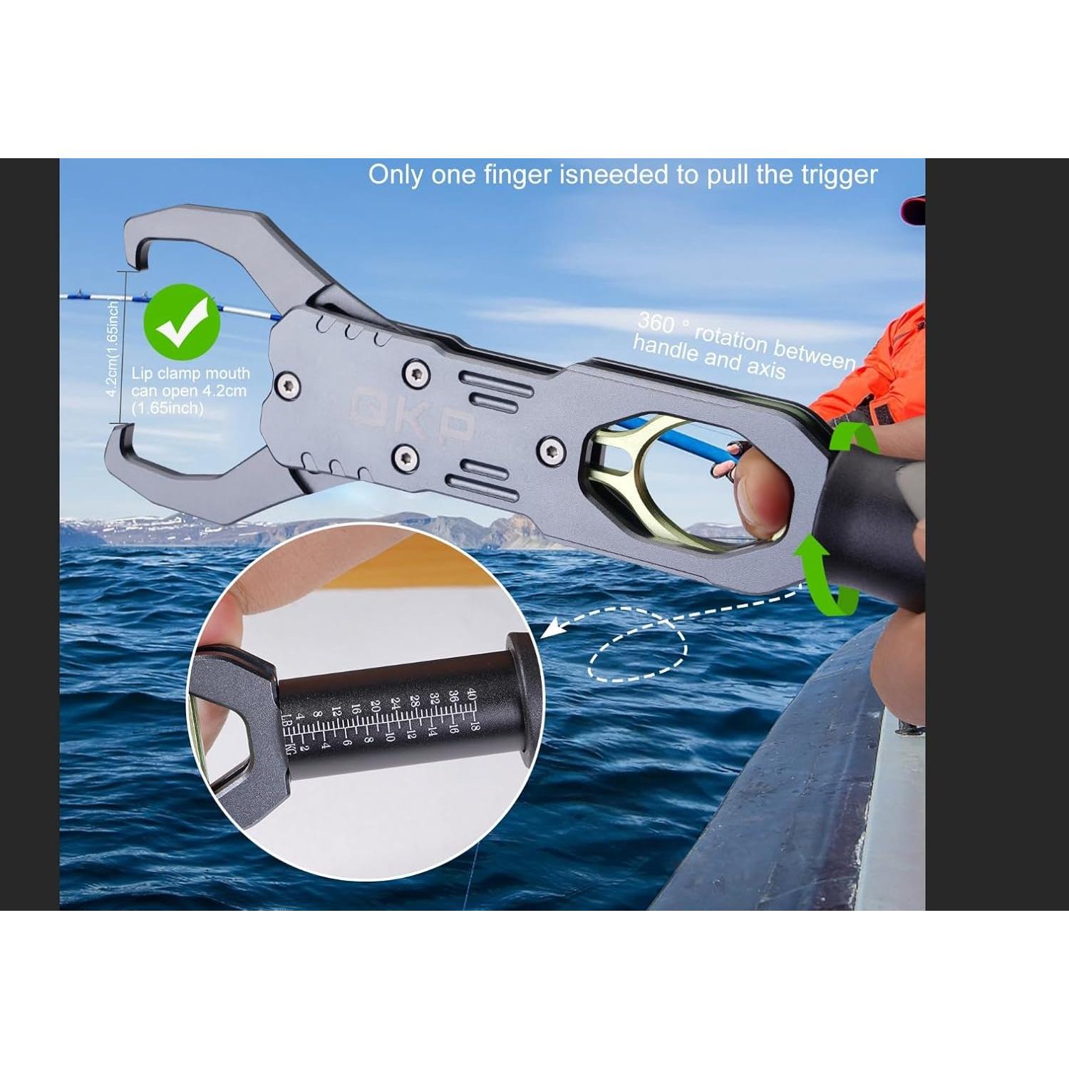 Agarrador de Pescado QKP Multi-Funcional 28.42 cm con Balanza