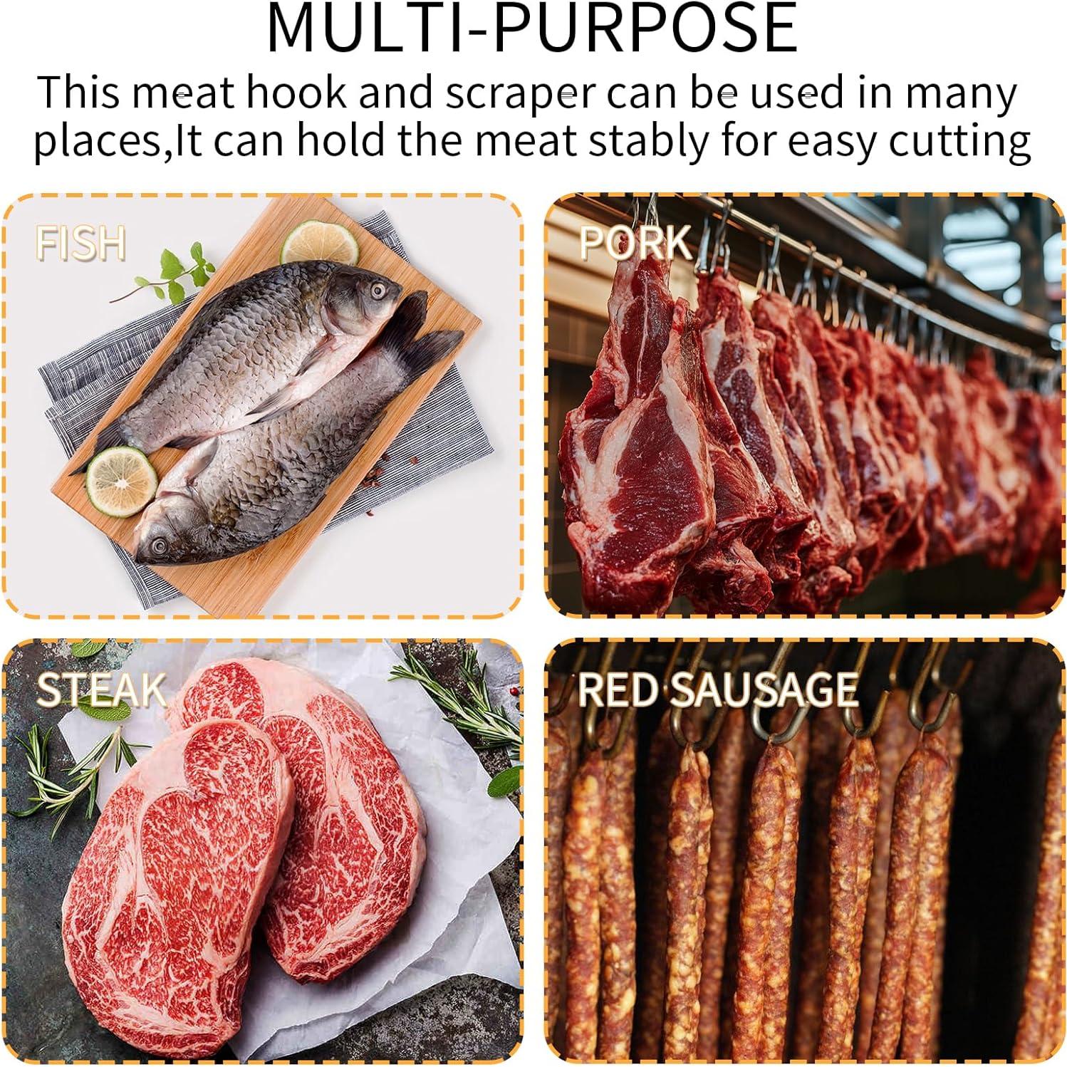 Kit de Herramientas de Carnicero DISWALE - 2 Ganchos y 2 Raspadores