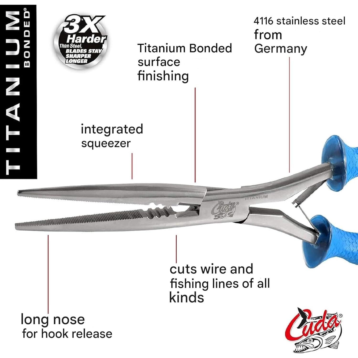 Alicates de Punta Larga Cuda 26 cm Acero Inoxidable Titanio