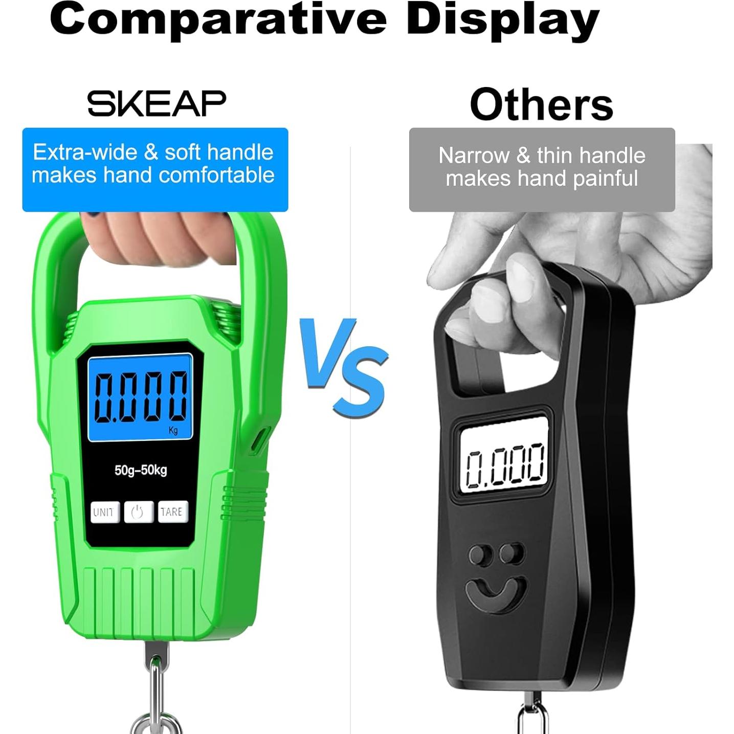 Báscula Digital Colgante SKEAP 50kg con Pantalla LCD Verde
