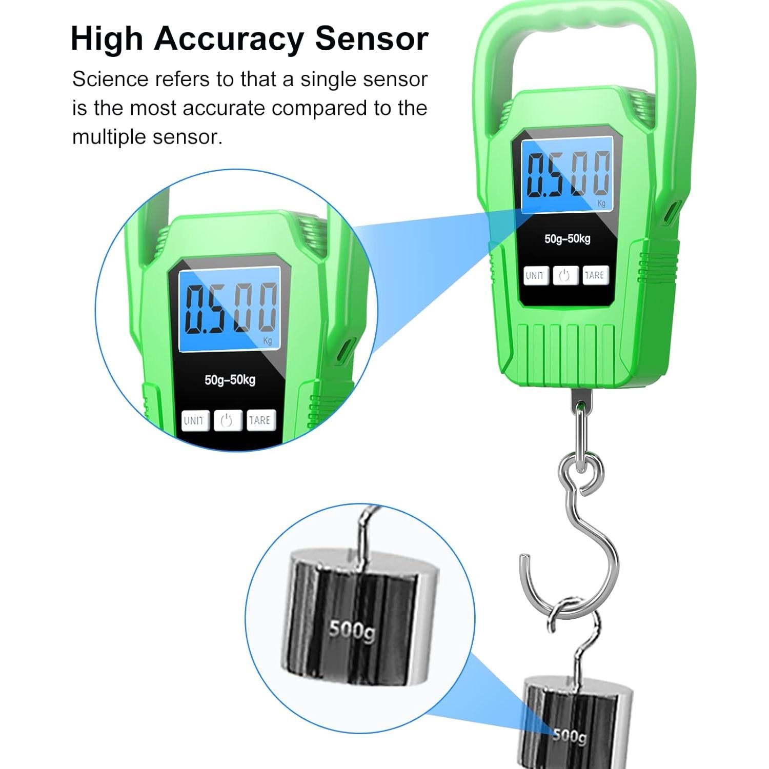 Báscula Digital Colgante SKEAP 50kg con Pantalla LCD Verde