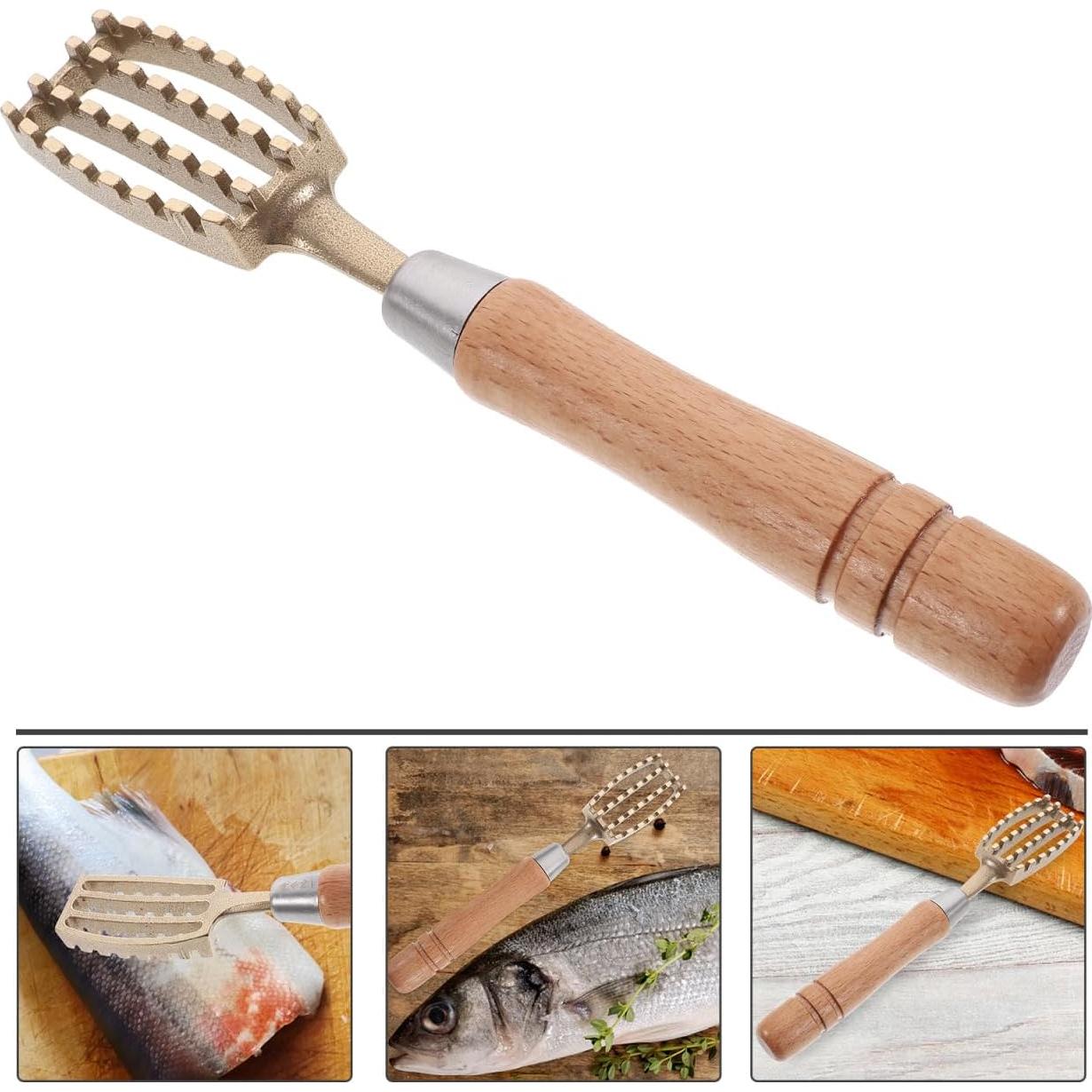 Raspador de Escamas de Pescado Ciieeo - Acero Inoxidable y Madera