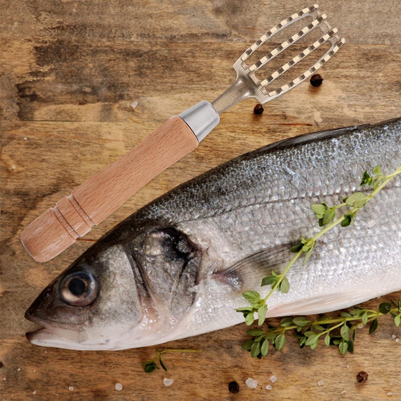 Raspador de Escamas de Pescado Ciieeo - Acero Inoxidable y Madera