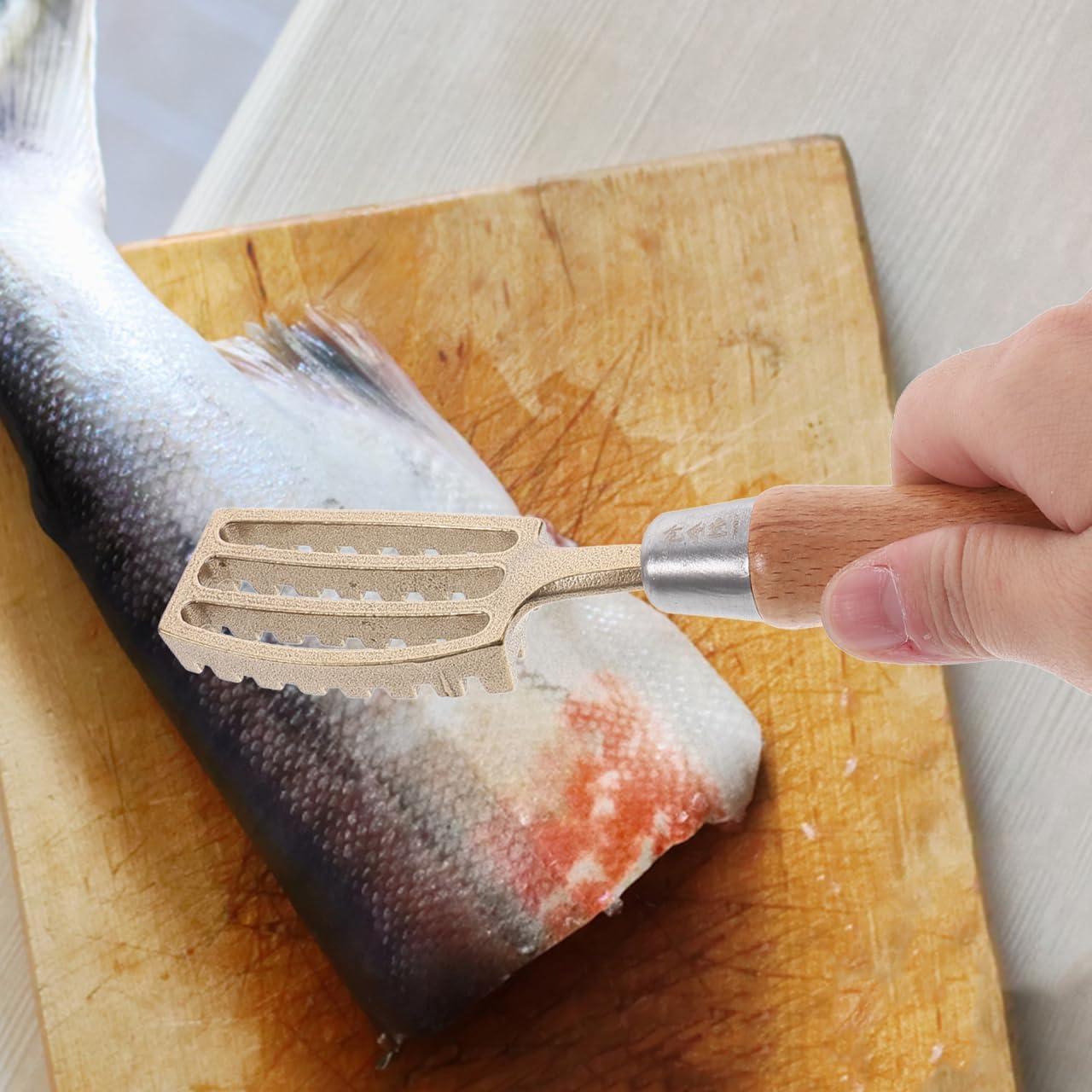 Raspador de Escamas de Pescado Ciieeo - Acero Inoxidable y Madera