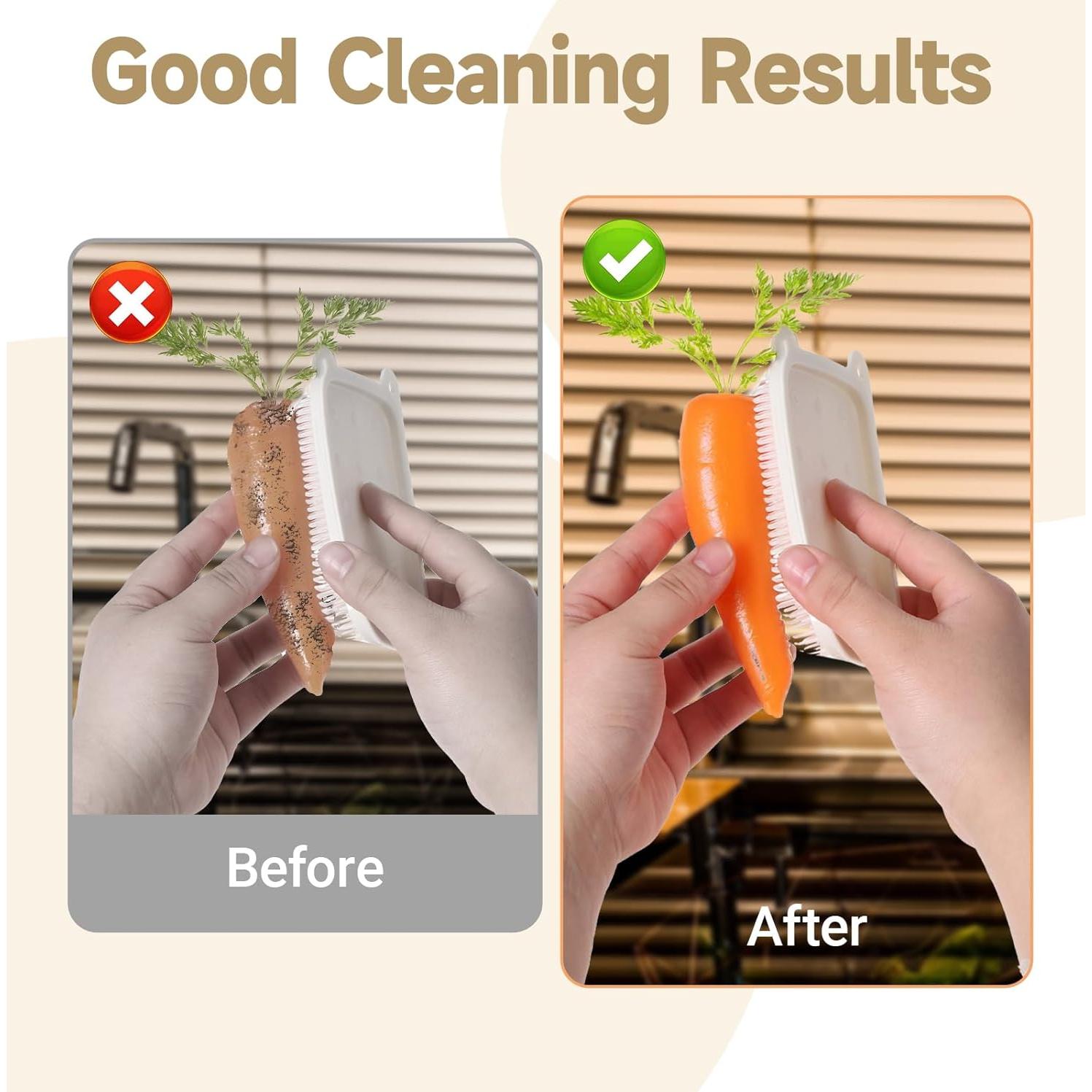 Juego de 4 Cepillos de Silicona Lusofie para Limpiar Verduras