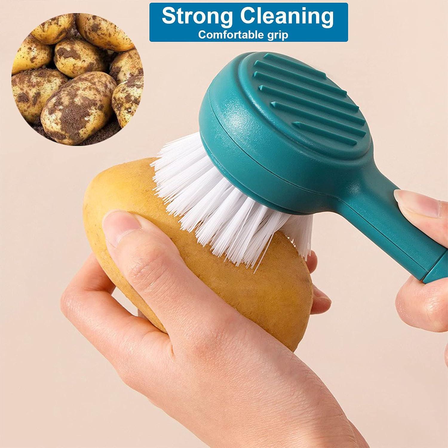 Cepillo Limpiador 2 en 1 Ganganmax para Verduras y Frutas Amarillo