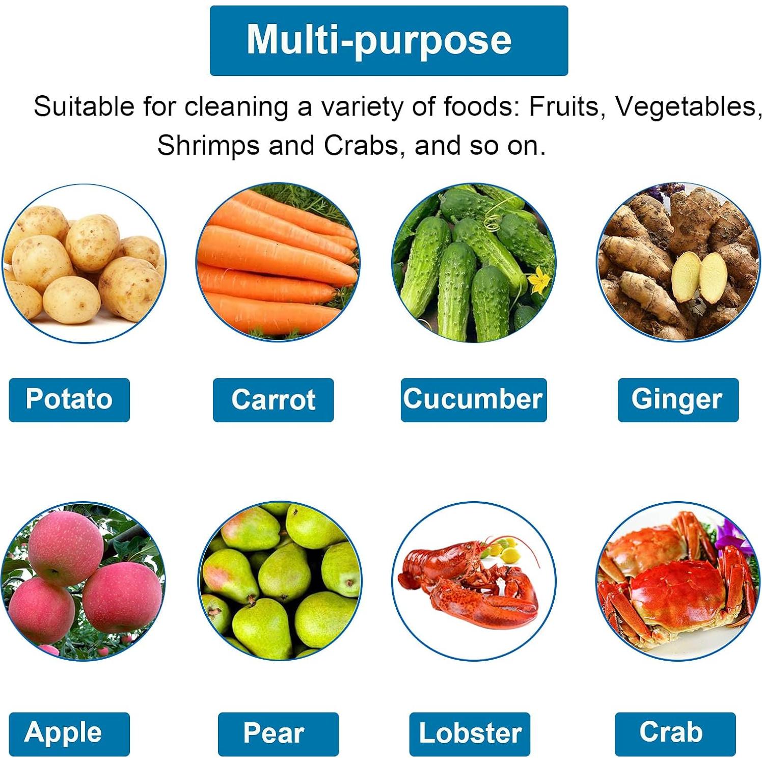 Cepillo Limpiador 2 en 1 Ganganmax para Verduras y Frutas Amarillo