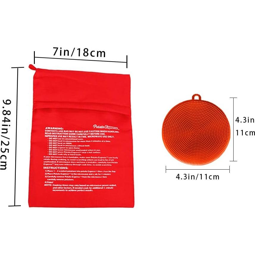 Kit Bolsa Microondas Roucerlin + 2 Cepillos Silicona Naranja