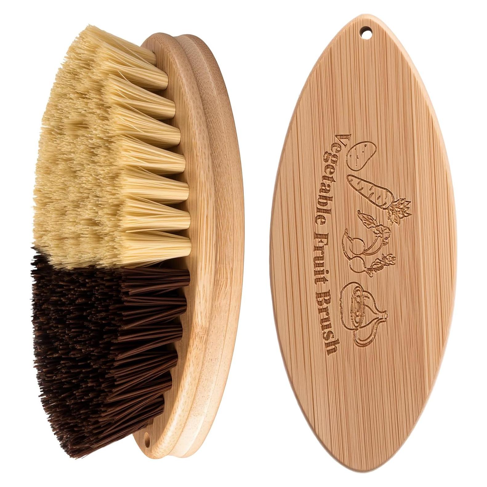 Honeydak 2 Cepillos de Verduras de Madera para Limpiar Patatas y Zanahorias