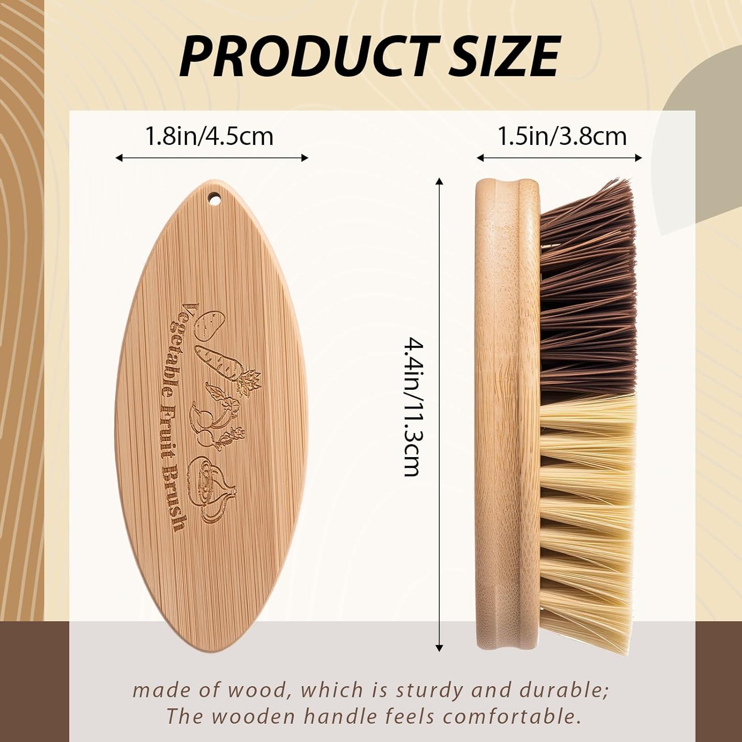 Honeydak 2 Cepillos de Verduras de Madera para Limpiar Patatas y Zanahorias