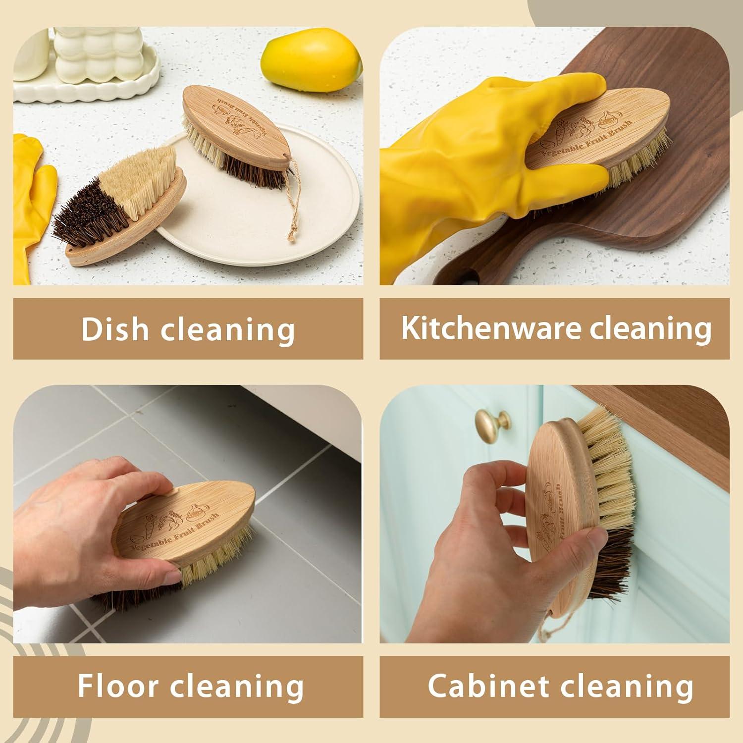 Honeydak 2 Cepillos de Verduras de Madera para Limpiar Patatas y Zanahorias