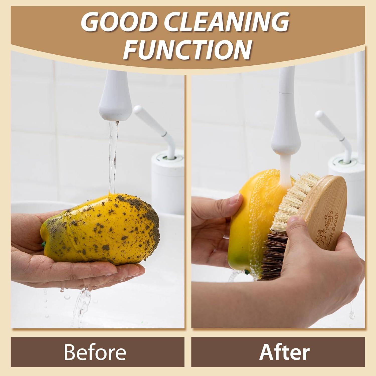 Honeydak 2 Cepillos de Verduras de Madera para Limpiar Patatas y Zanahorias