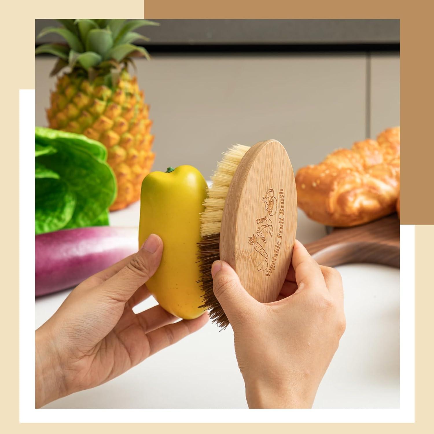 Honeydak 2 Cepillos de Verduras de Madera para Limpiar Patatas y Zanahorias