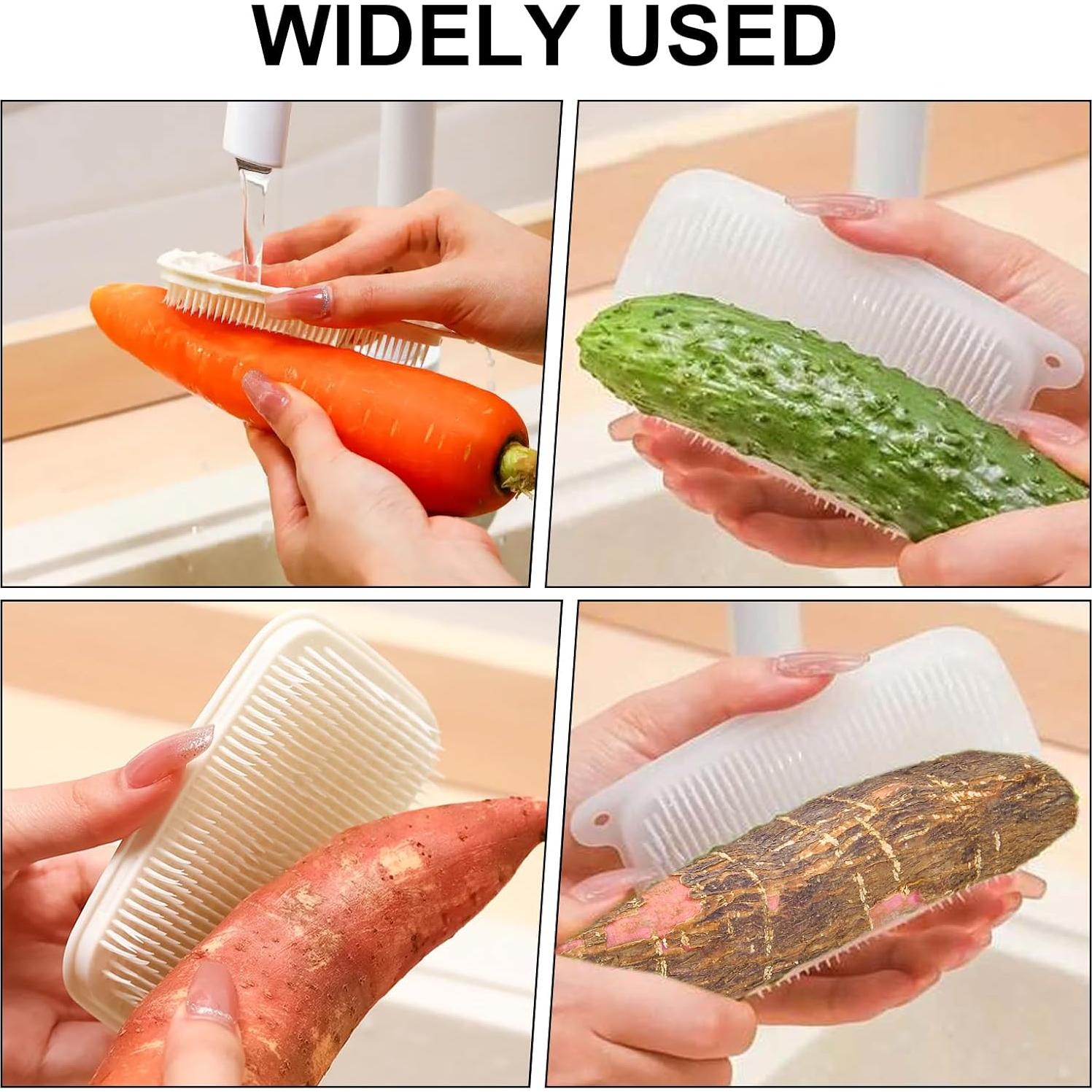 Cepillo de Fregar Verduras QIYUDA 4 Pcs Ergonómico