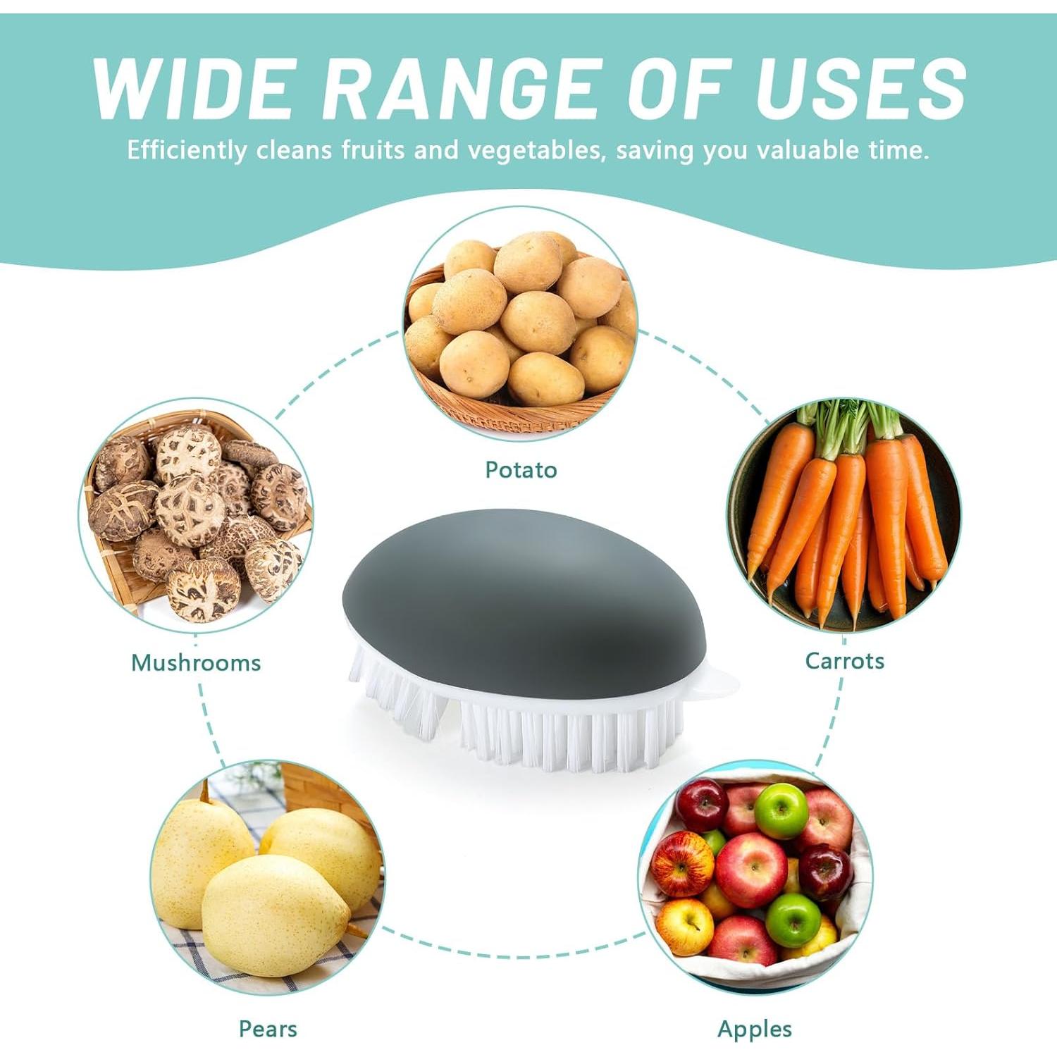 Paquete de 3 cepillos de verduras Roucerlin - Gris, 9.9x5.8 cm