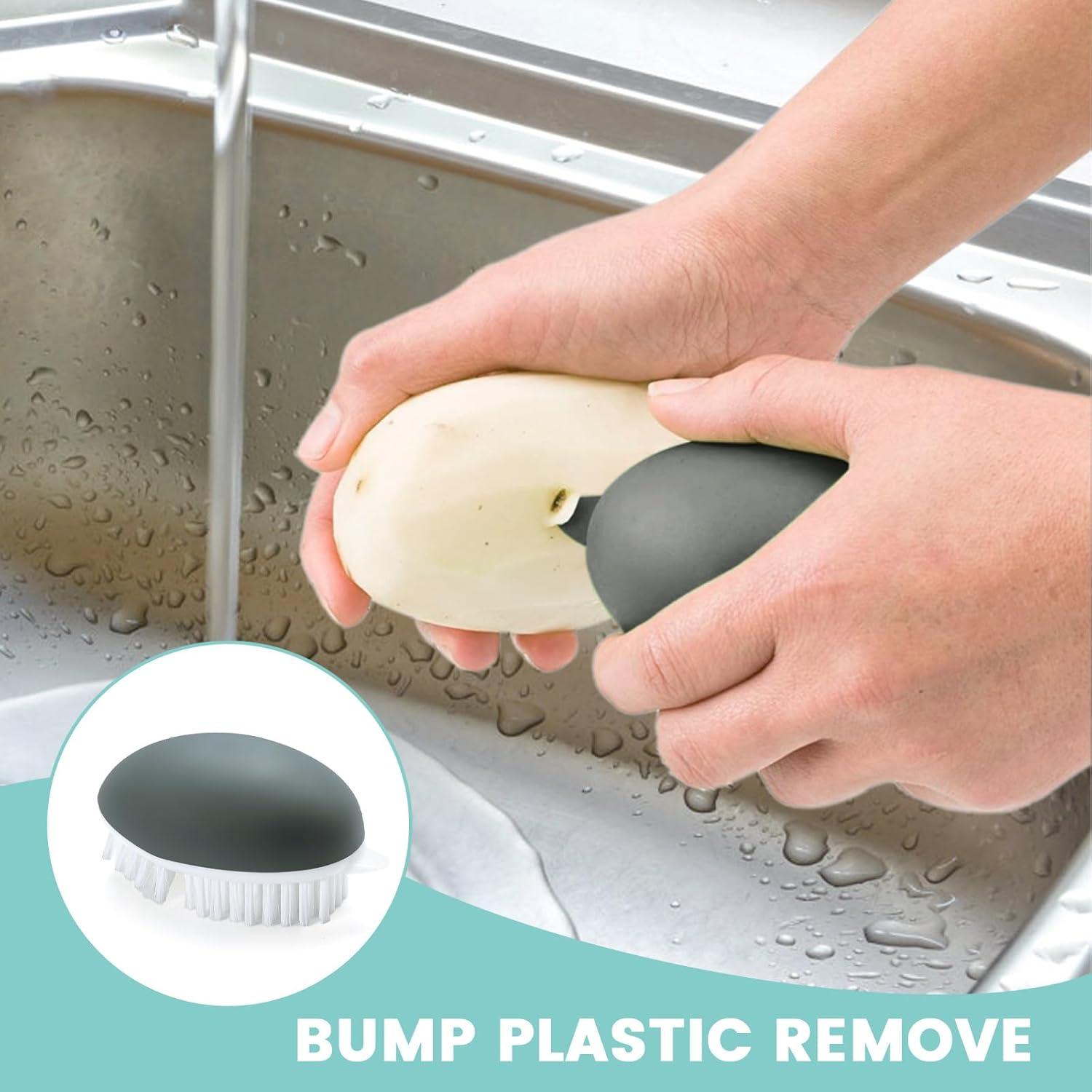 Paquete de 3 cepillos de verduras Roucerlin - Gris, 9.9x5.8 cm