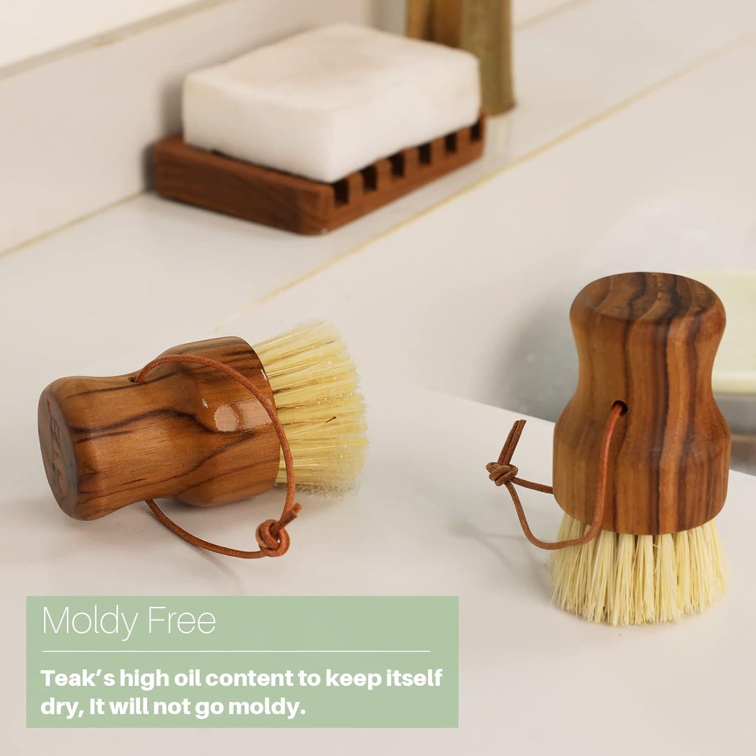 Set de 2 Cepillos de Fregado de Platos HTB - Madera de Teca y Sisal