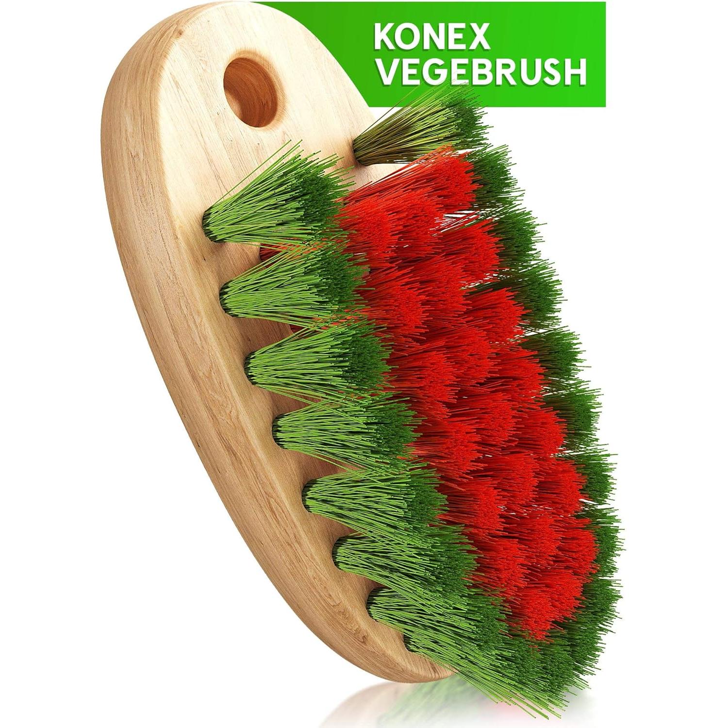 Cepillo Limpiador de Verduras KONEX - Mango de Madera, 1 Unidad