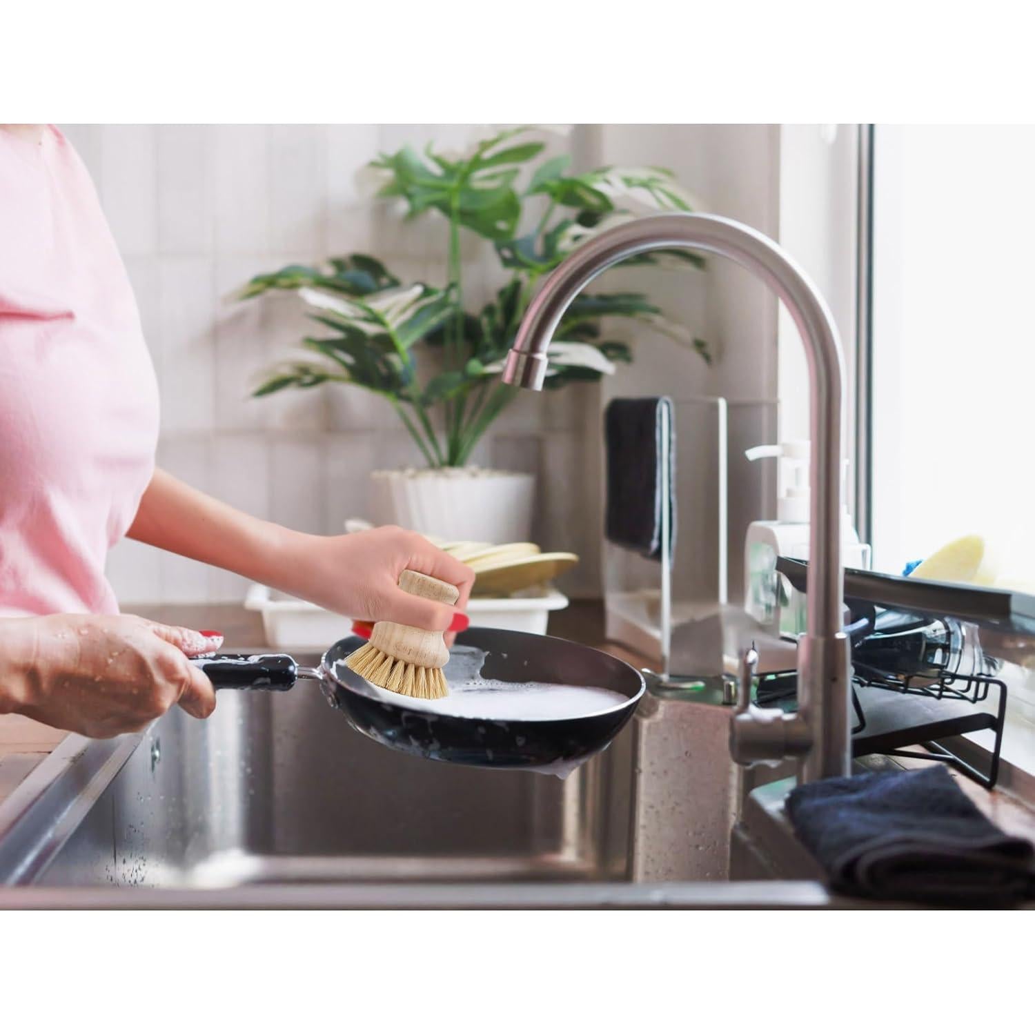 Cepillo de Fregado HIC Kitchen, Cerda Natural, Juego de 2