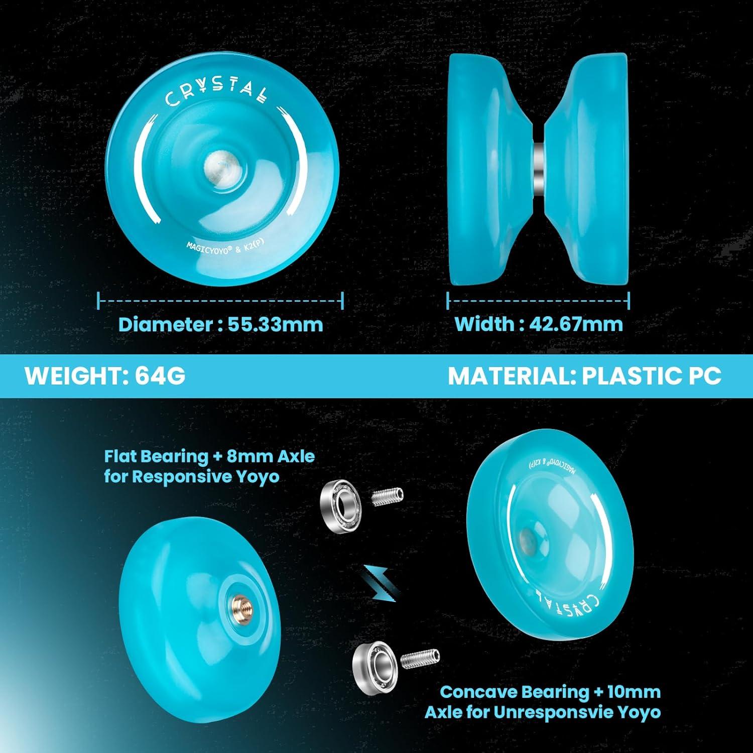 Yoyo Profesional MAGICYOYO K2 Brilla en la Oscuridad - Azul