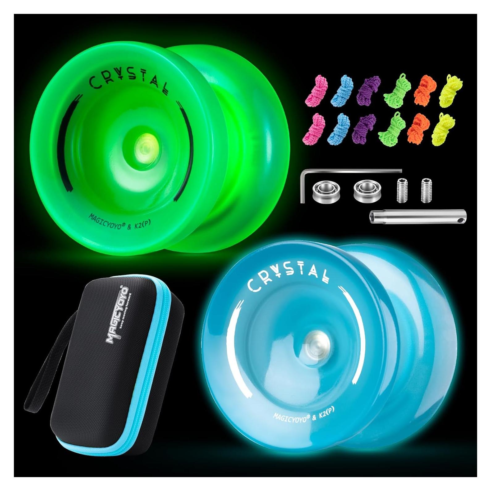 Yoyo MAGICYOYO K2 Brillante Verde y Azul + Accesorios