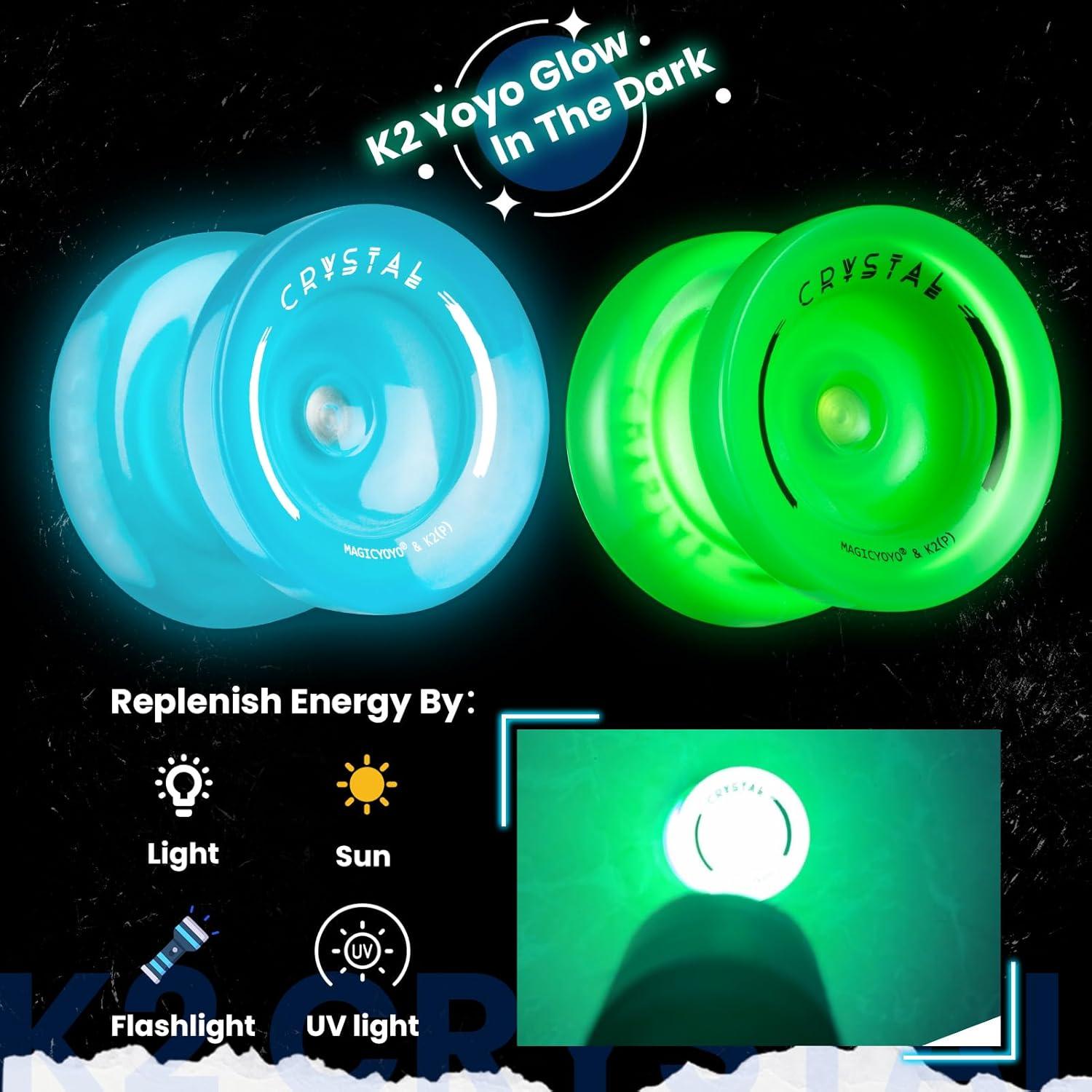 Yoyo MAGICYOYO K2 Brillante Verde y Azul + Accesorios